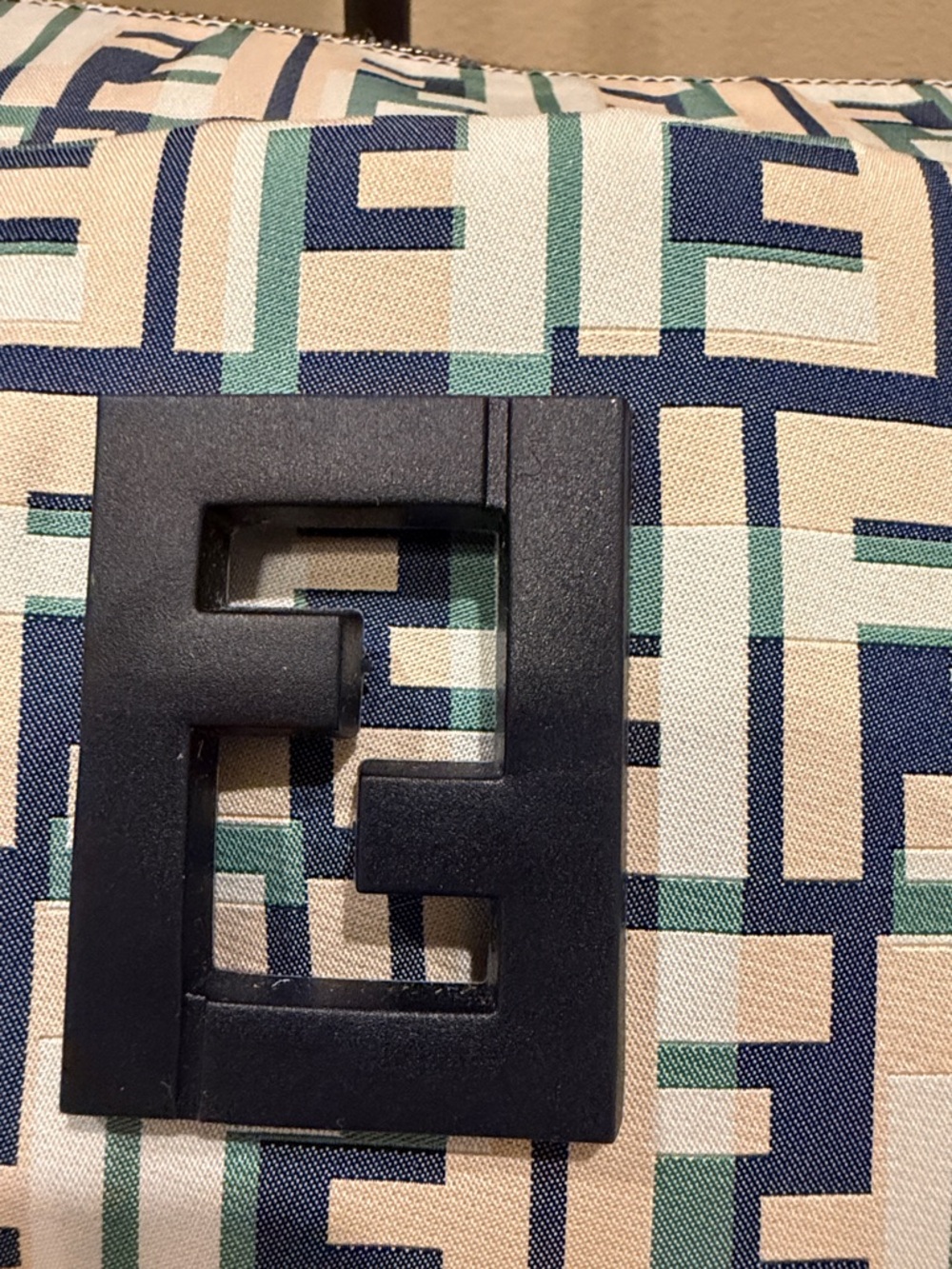 Fendi Teal-White FF Logo Crossbody Bag with Black Strap - Picture 2 of 8